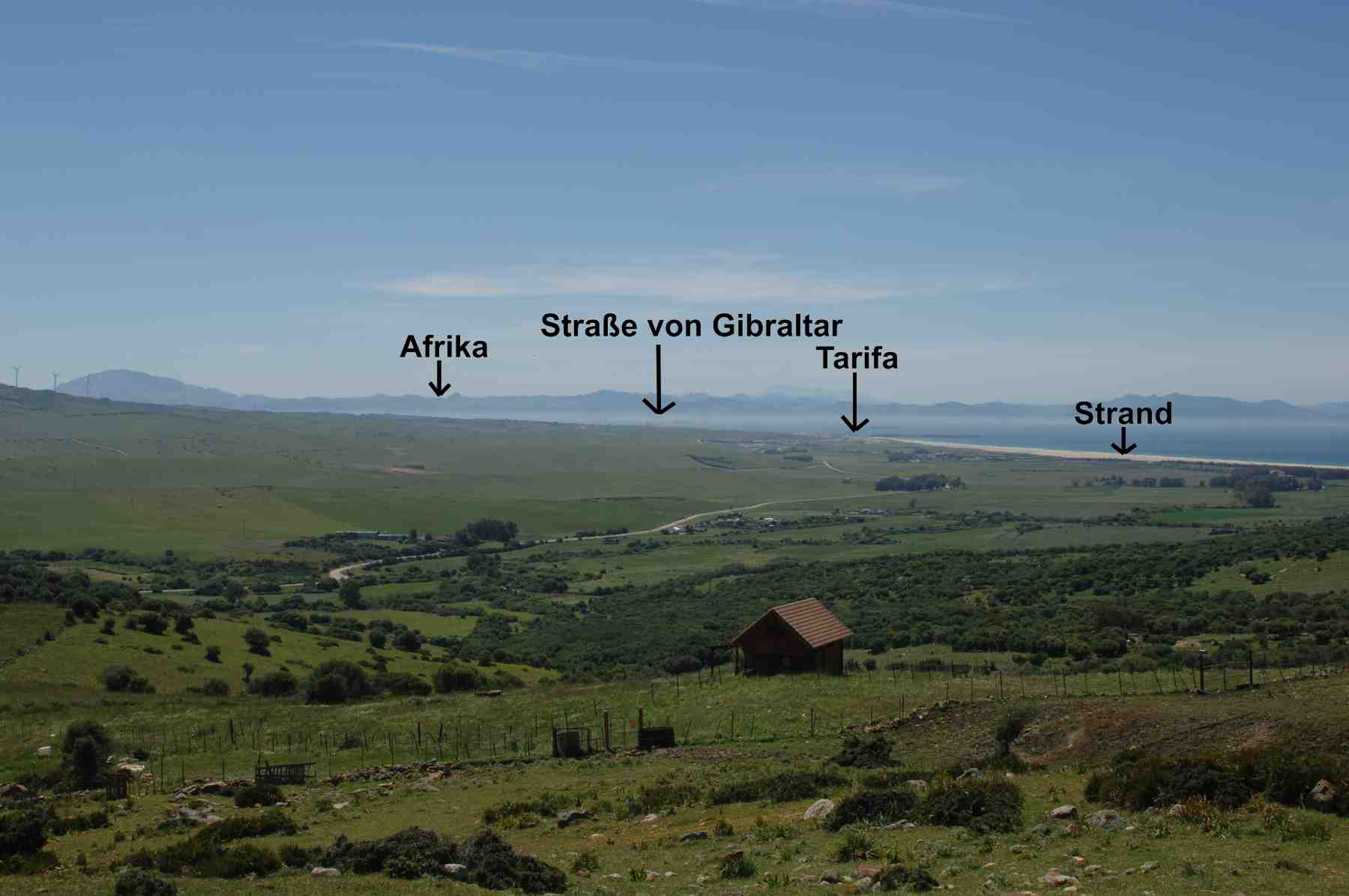 Blick auf Tarifa bis Afrika Strand Straße von Gibraltar Tarifa