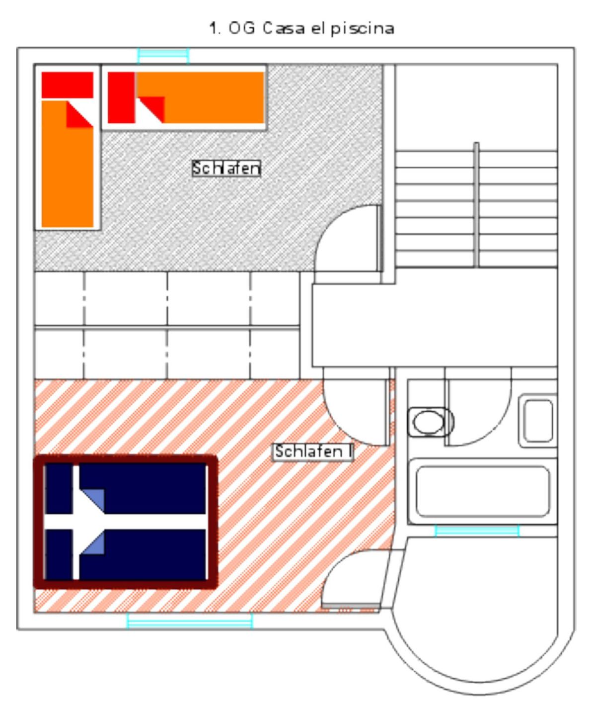 Eine Gehobene Unterkunft Grundriss 1.OG